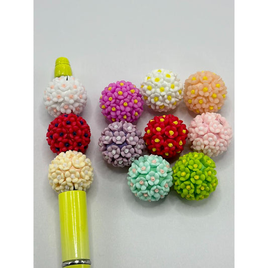 Double Color Flowers Lovely Style Solid Colors Round Clay Beads Random Mix 18mm