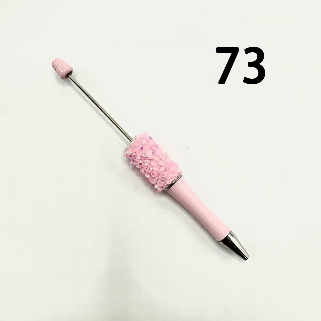 Beadable Pens with AB Finish Flatback Rhinestones in Mixed Solid Colors and Textured Wraps