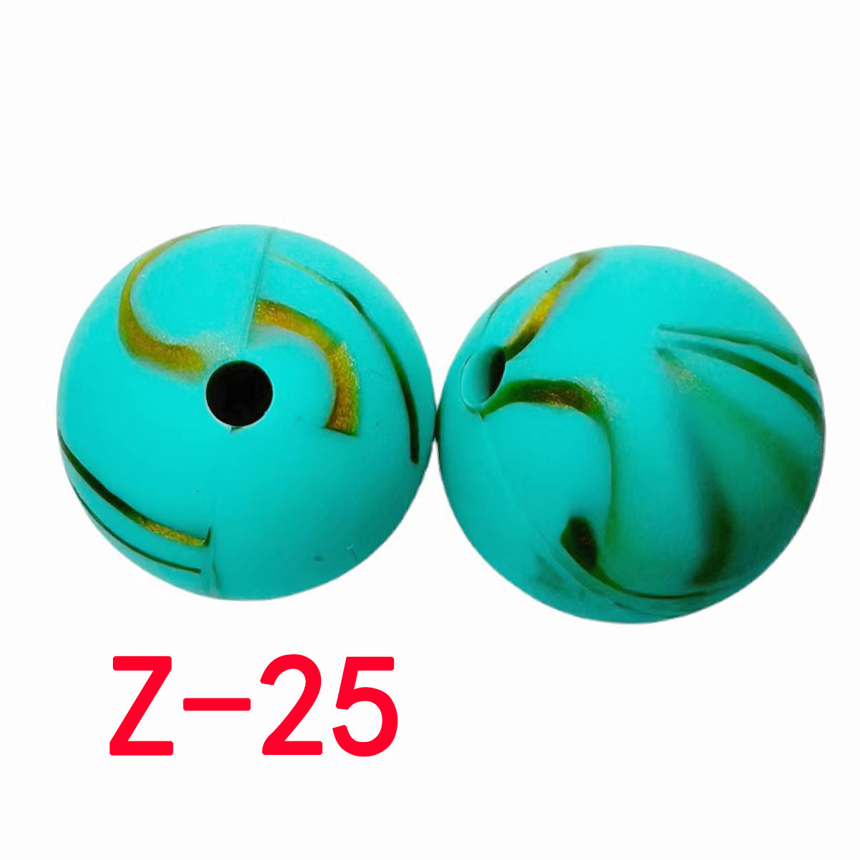 Multicolor Abstract Marble Pattern Printed Silicone Beads with Swirls, 15mm