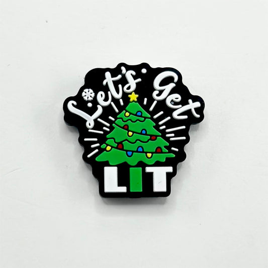 Let's Get Lit Green Christmas Tree Silicone Focal Beads