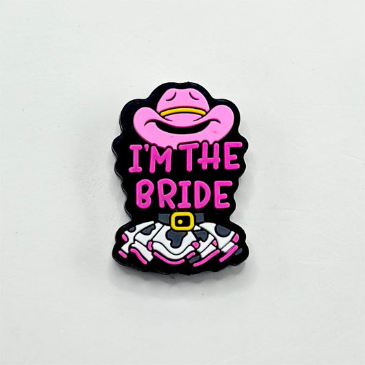 Pink Hat and Cow Print Skirt I'm the Bride Silicone Focal Beads