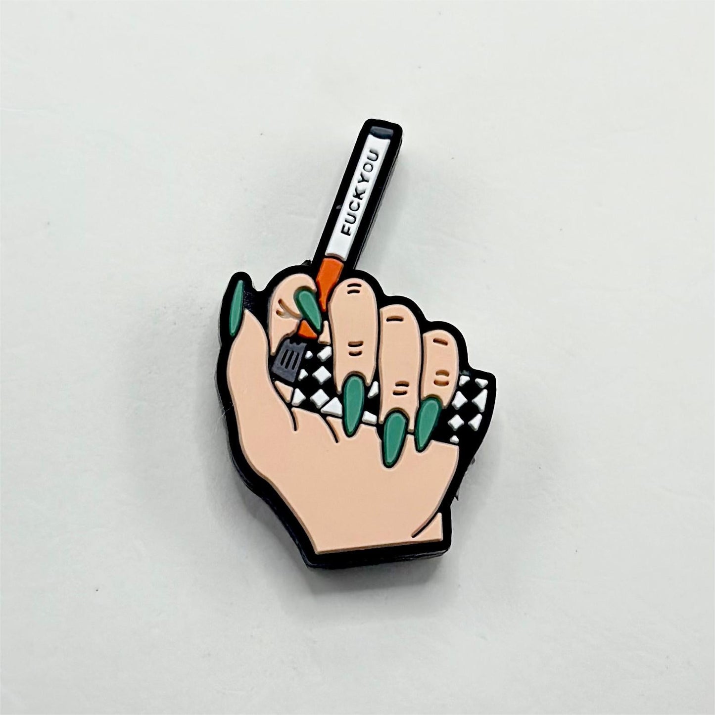 Fuck You A Hand Holds a Cigarette and a Lighter Silicone Focal Beads
