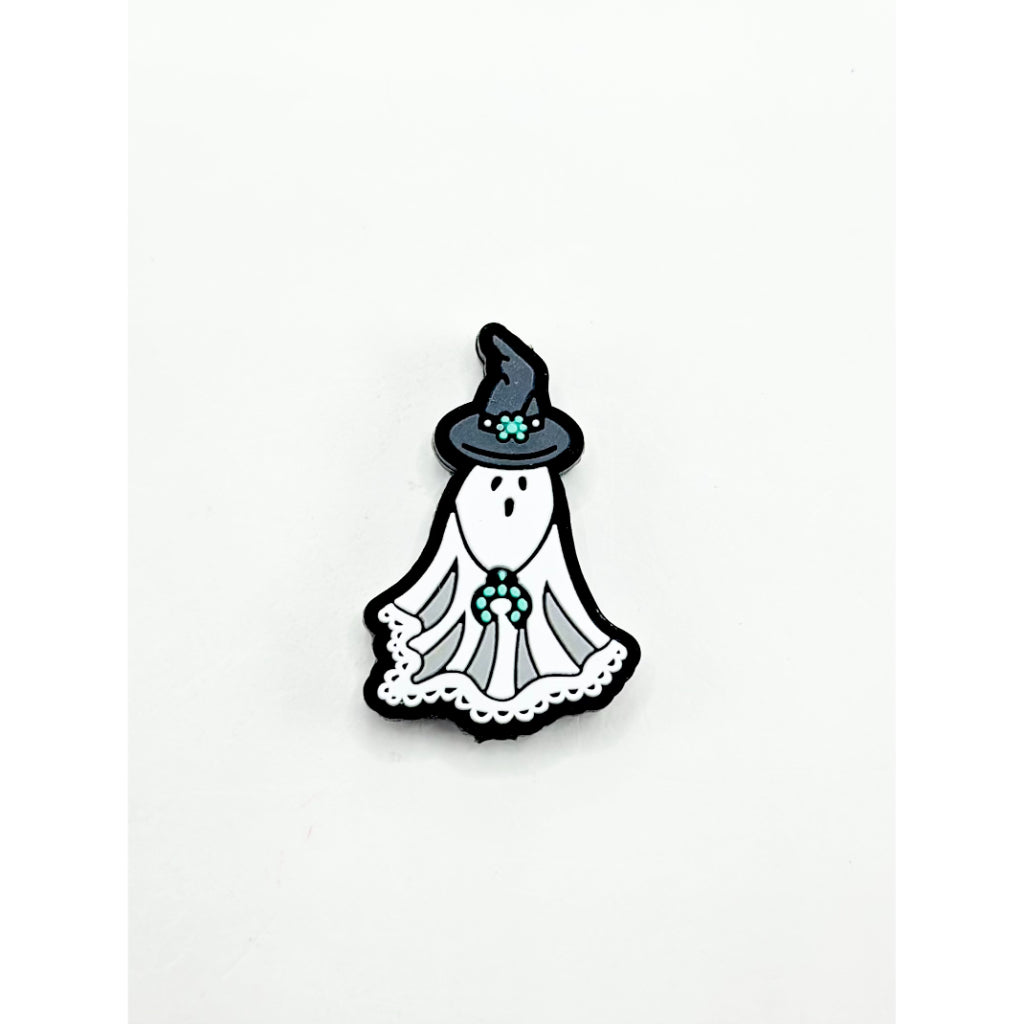 Spirit in White Dress and Gray Magic Hat Silicone Focal Beads