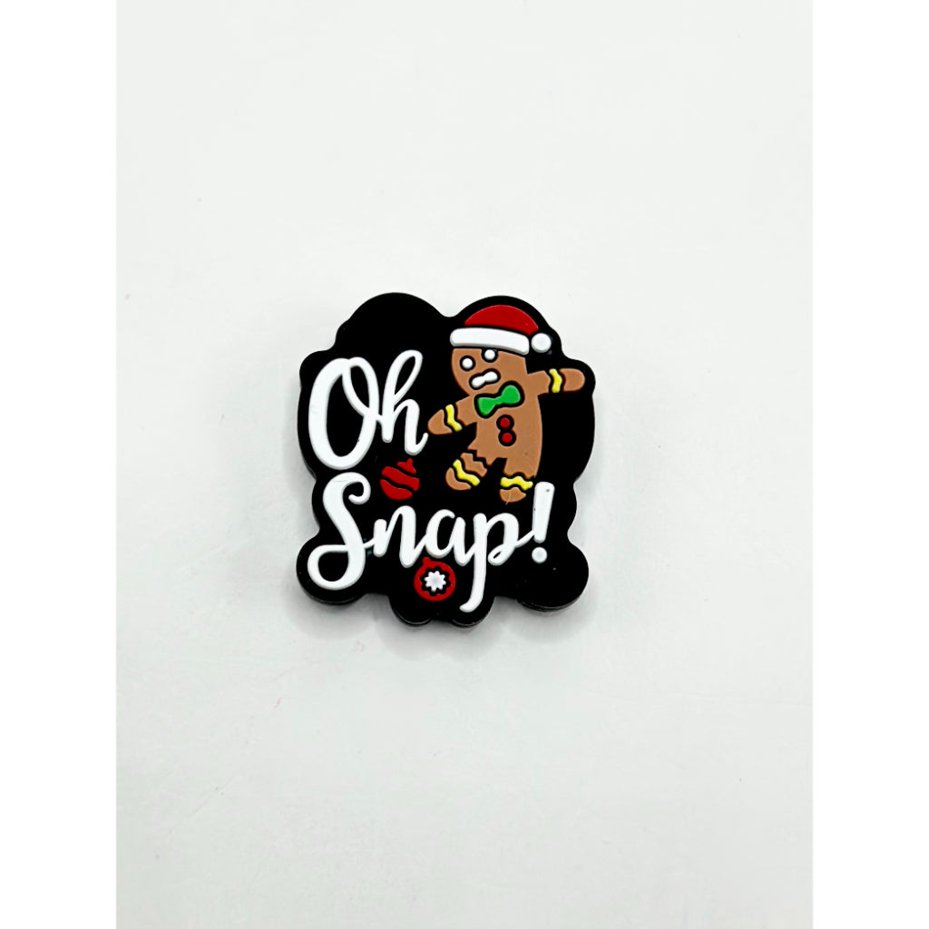 Little Gingerbread Man in Christmas Hat Oh Snap Silicone Focal Beads (Ship out in Around 4-6 Days after Ordering)