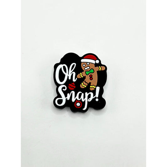 Adorable Little Gingerbread Man in Christmas Hat Oh Snap Silicone Focal Beads (Ship out in Around 4-6 Days after Ordering)