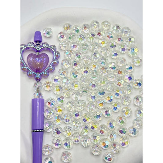 Disco Clear UV Coating Acrylic Beads, Random Mix, 10MM