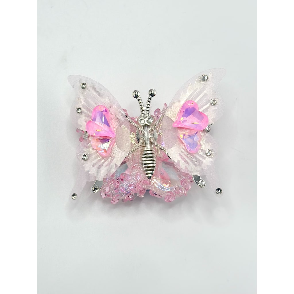 Metal Wing Heart Rhinestone Princess with Fancy Butterfly &nbsp;Sugar Beads, Random Mix, 57MM by 47MM