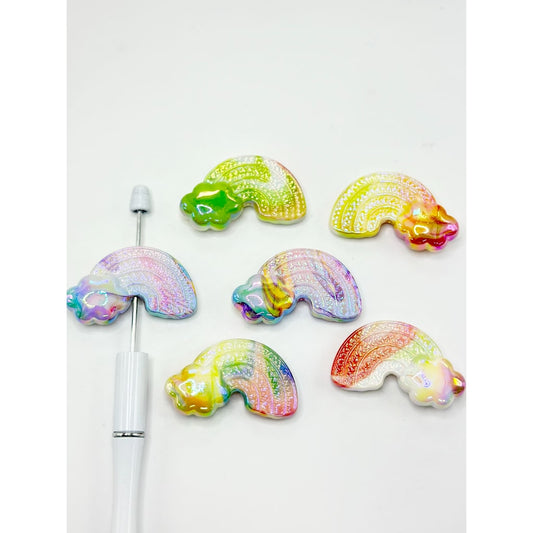 Colorful Abstract Pattern Rainbow Cloud Acrylic Beads, Random Mix, 50MM by 30MM