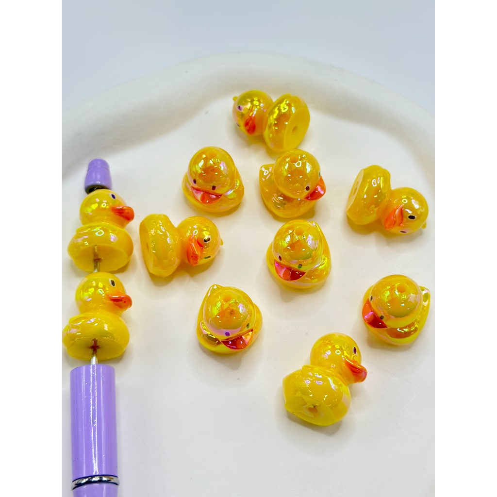 UV Coated Cute Little Yellow Duckling Acrylic Beads 23MM by 20MM