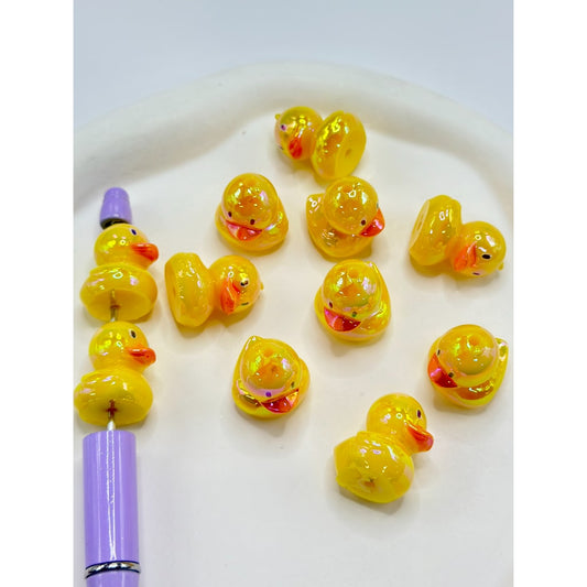 UV Coated Cute Little Yellow Duckling Acrylic Beads 23MM by 20MM