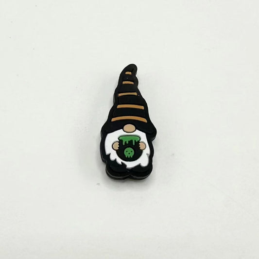 Adorable Cute Gnome Dwarf Holds a Pot Jar Silicone Focal Beads