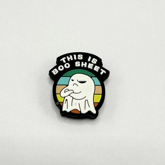 White Ghost This is Boo Sheet Angry Silicone Focal Beads