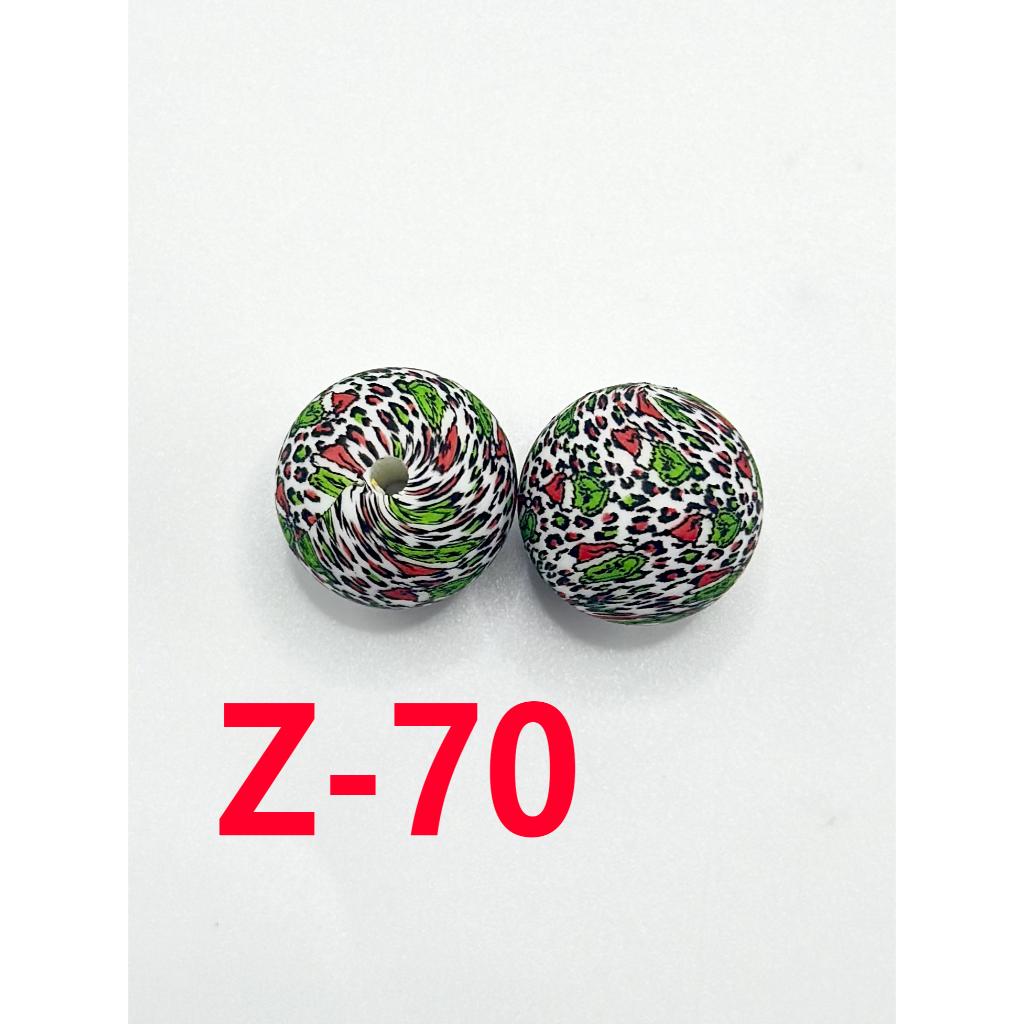 Christmas of Green Character With Spots Printed Beads, 15MM Number Z-70