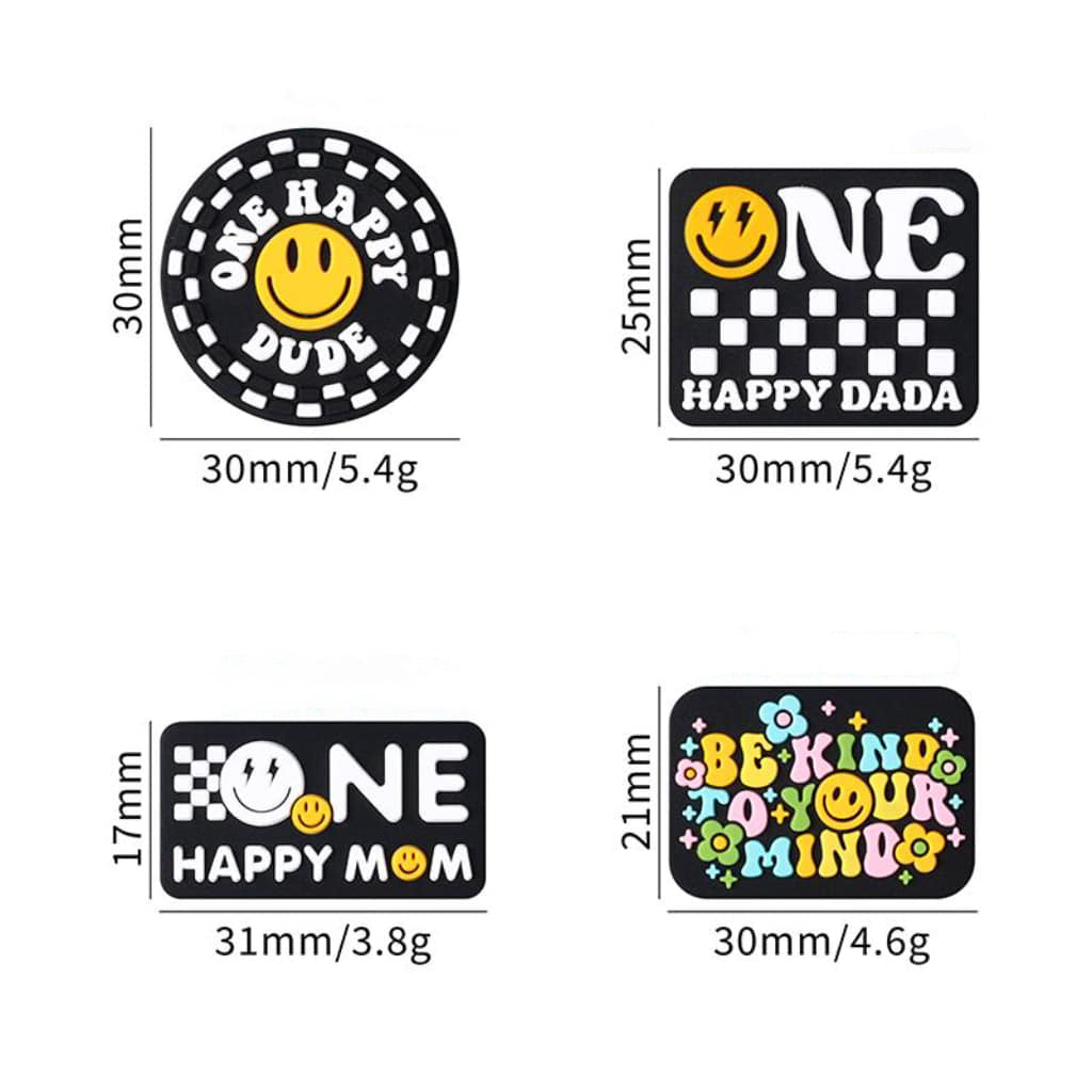 Smile Happy Emoji with Words Silicone Focal Beads