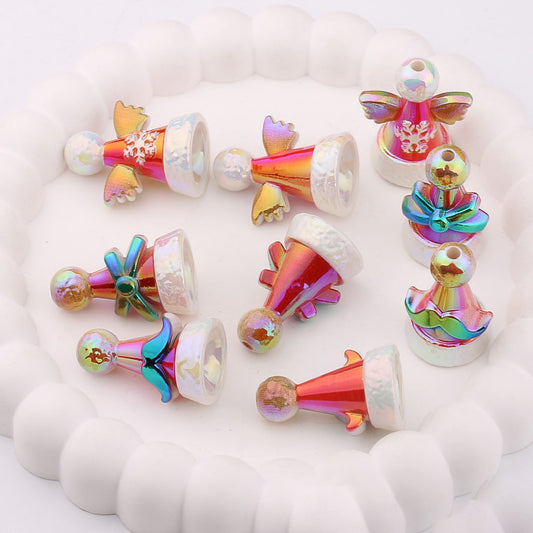 Cute DIY Merry Christmas Hat Accessories Acrylic Beads, Around 30MM