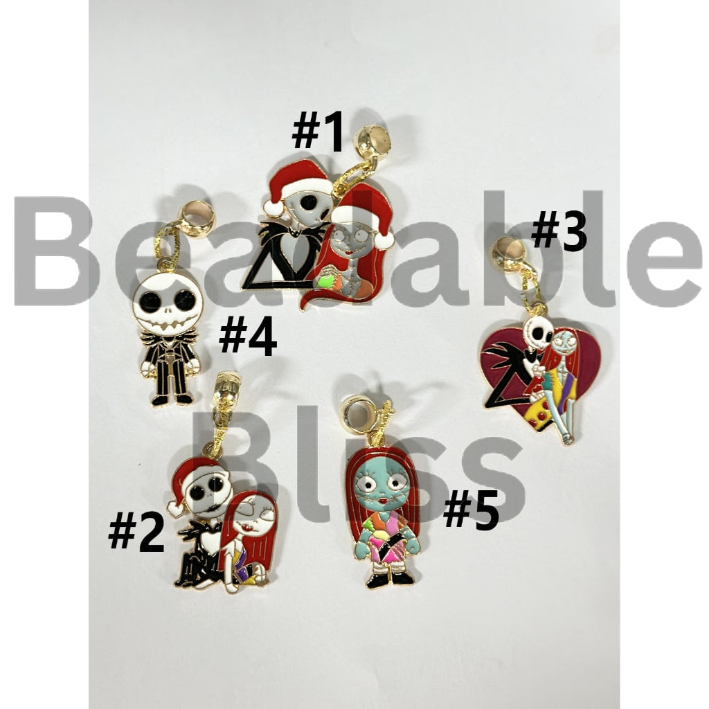 Vivid Jac & Sall Metal Alloy Bail Beads with Charm, Nightmare Before Christmas