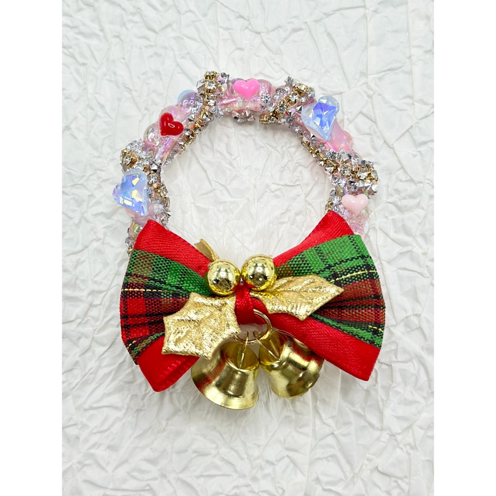 Bling Bling Christmas Bell Bowtie Leaf Heart Rhinestone Chain Ring Loop Acrylic Beads, Random Mix, Around 50MM