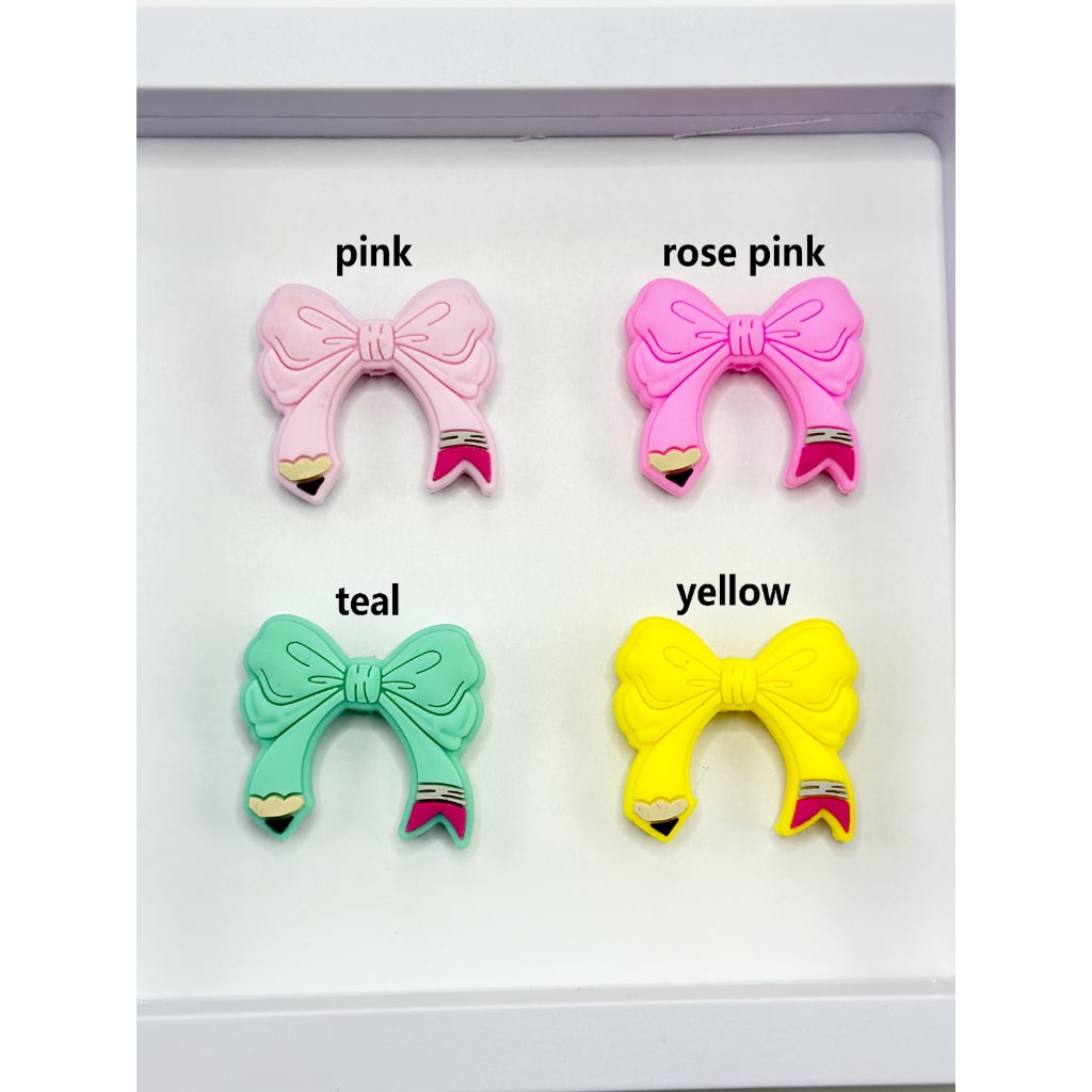 Bowknot Cute Colorful with Ribbon Silicone Focal Beads