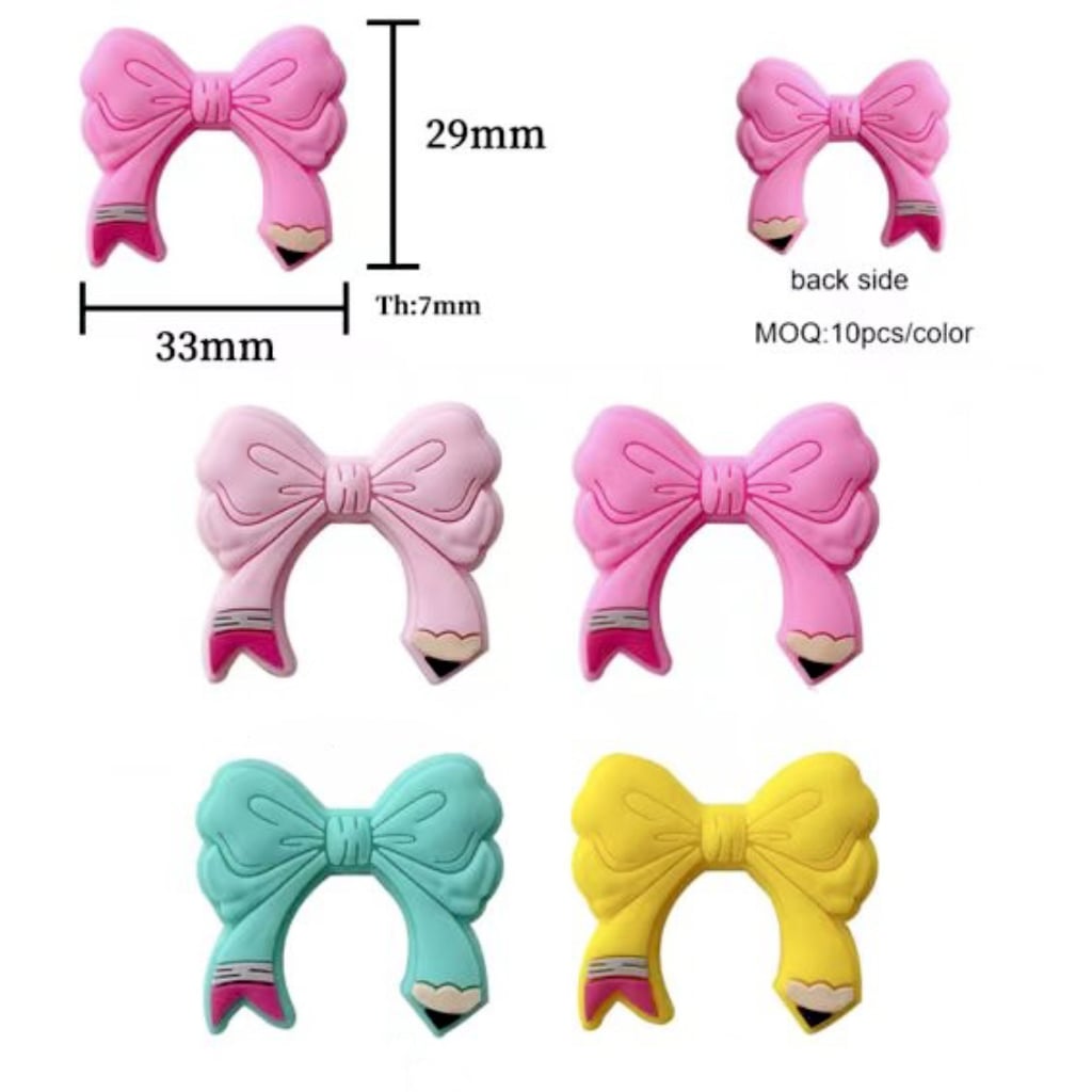 Bowknot Cute Colorful with Ribbon Silicone Focal Beads