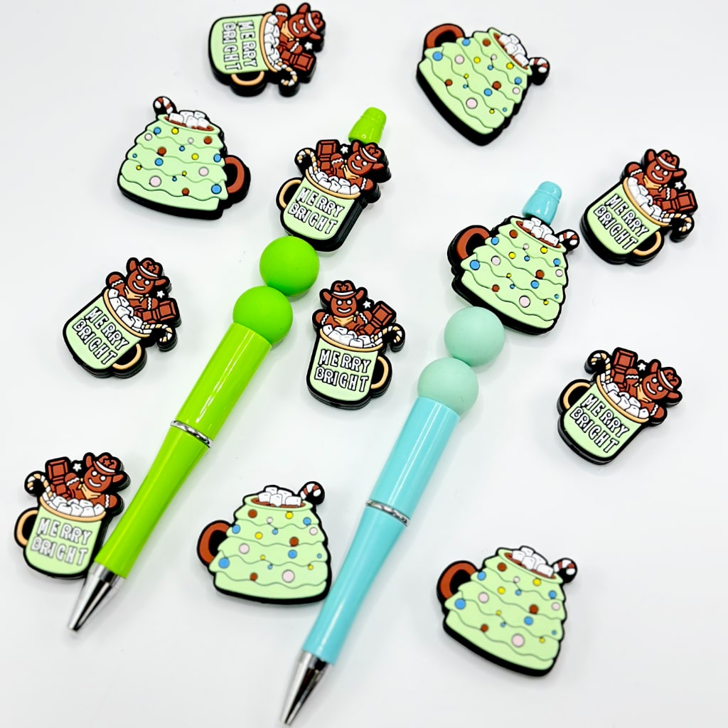 Ginger Bread Cup & Christmas Tree Silicone Focal Beads