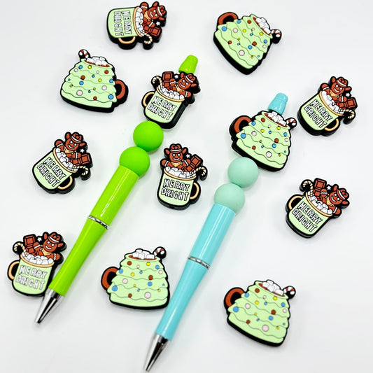 Ginger Bread Cup & Christmas Tree Silicone Focal Beads