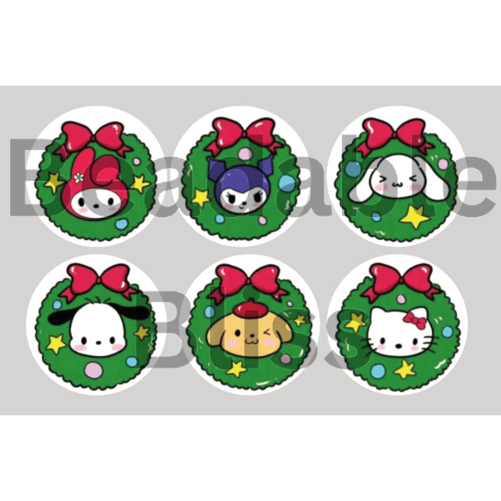 Adorable Character Family Cute Cat Round Silicone Focal Beads, Random Mix