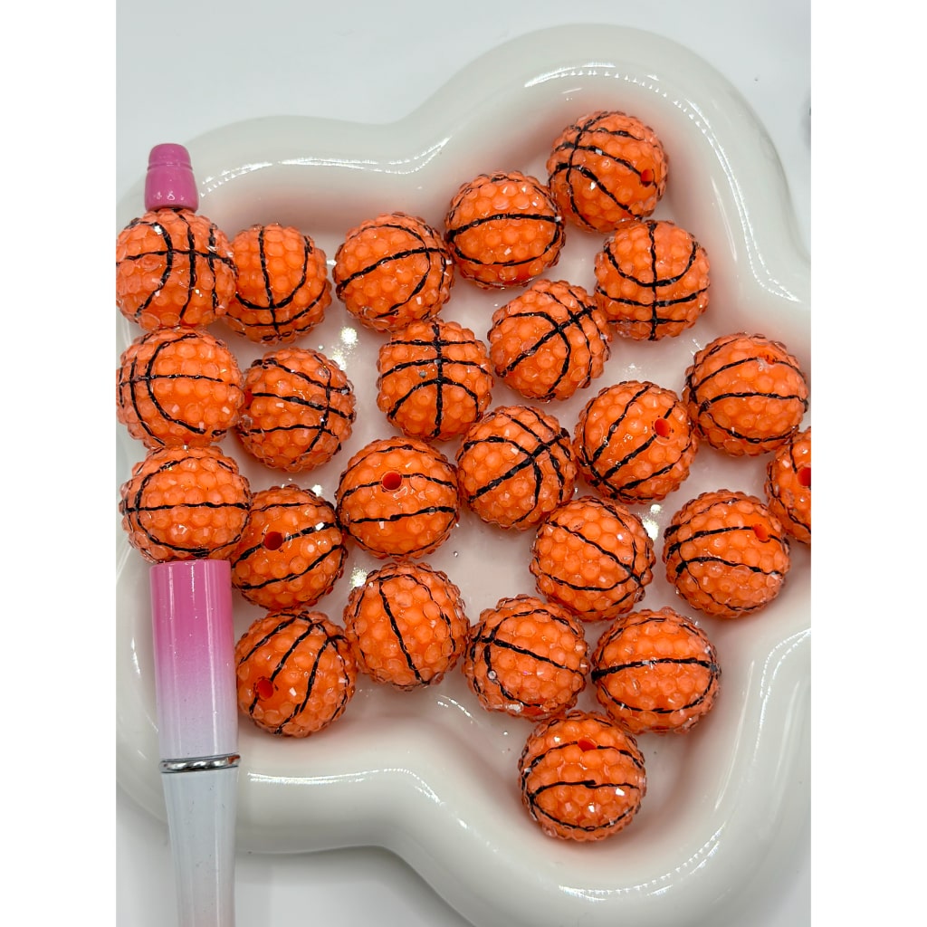 Round Football Basketball Soccer Baseball Mix of Sports Balls Acrylic Beads, 20mm
