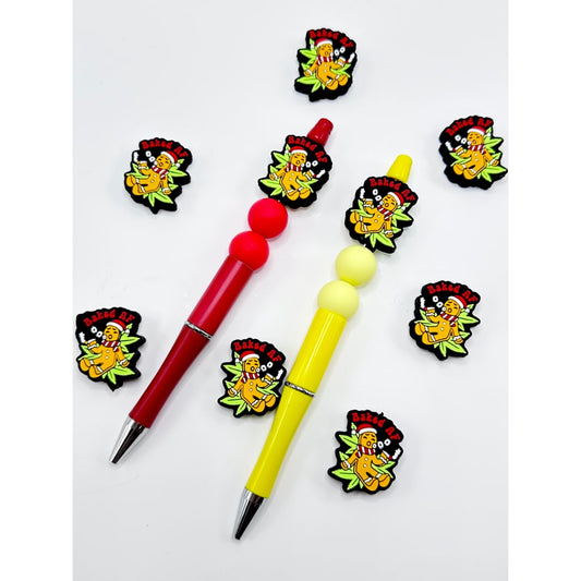 Adorable Baked Af The Ginger Bread in a Christmas Hat Sits on the Tree Leaves Silicone Focal Beads