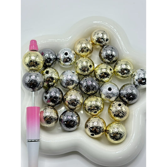 Round Shiny Metallic Color Bumpy Acrylic Beads, Random Mix, 20MM