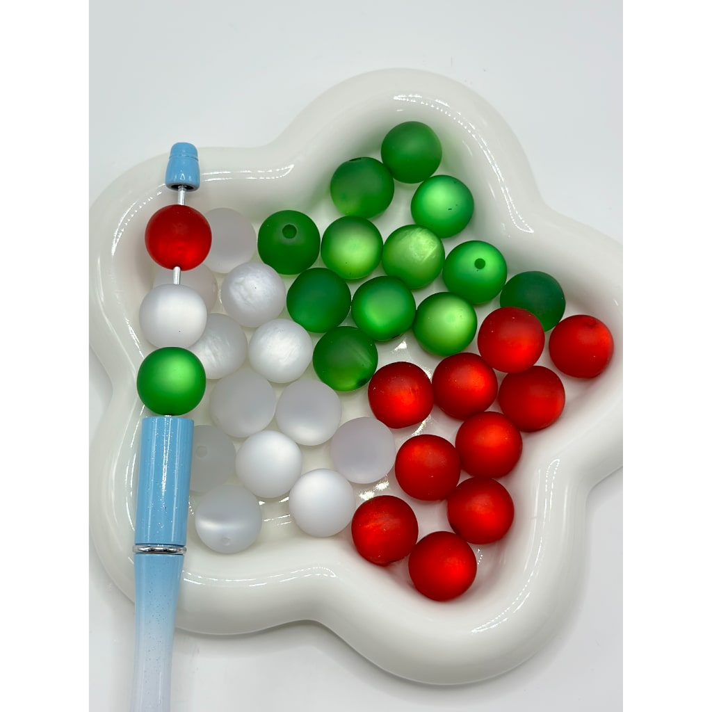 Round Cat Eye Style Frosted Matte Stoving Baking Varnish Lacquered Vivid Christmas Colors Painted Coated Acrylic Beads, 16MM
