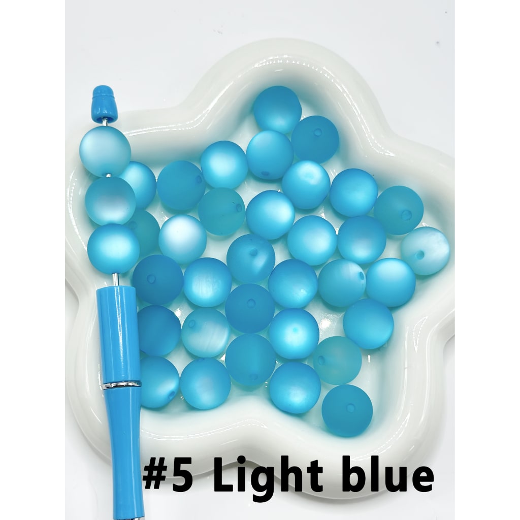 Round Cute Frosted Matte Stoving Baking Varnish Lacquered Vivid Cat Eye Style Painted Coated Acrylic Beads, 16MM