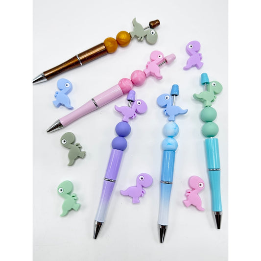 Mini Dinosaurs in Solid Colors Little Cute Silicone Focal Beads