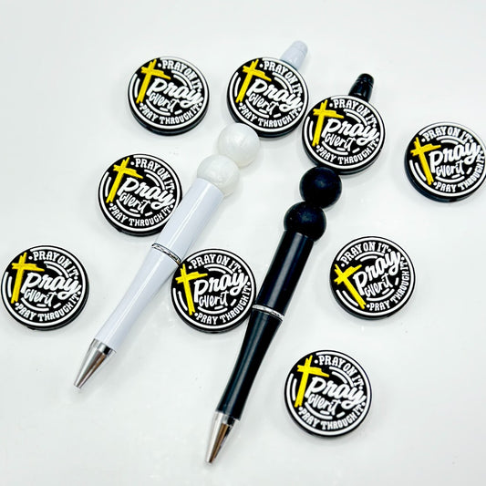 It Yellow Cross Religion Jesus Christ Pray Over On Through Round Silicone Focal Beads