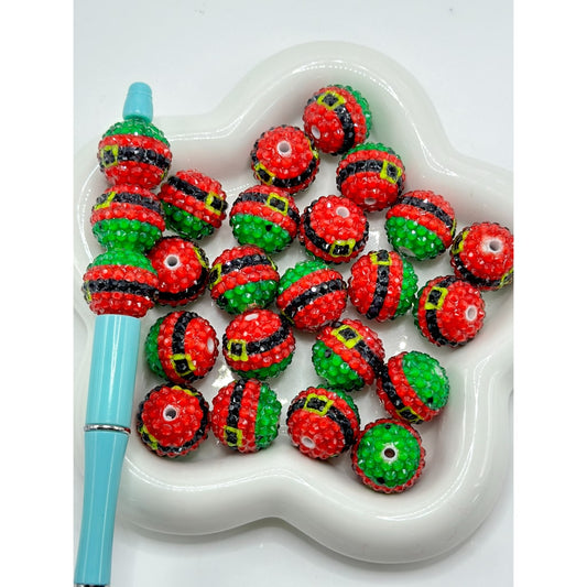 Belt Girdle Waistband Round Christmas Color Acrylic Beads, Random Mix, 20MM