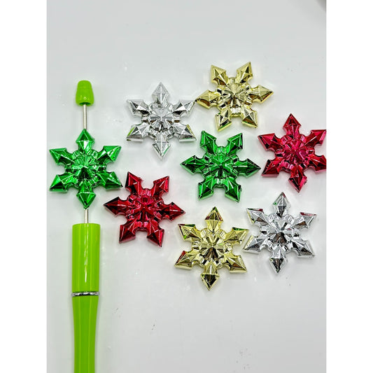 Adorable Mix of Christmas Theme Snow Flakes Acrylic Beads, Size 36mm