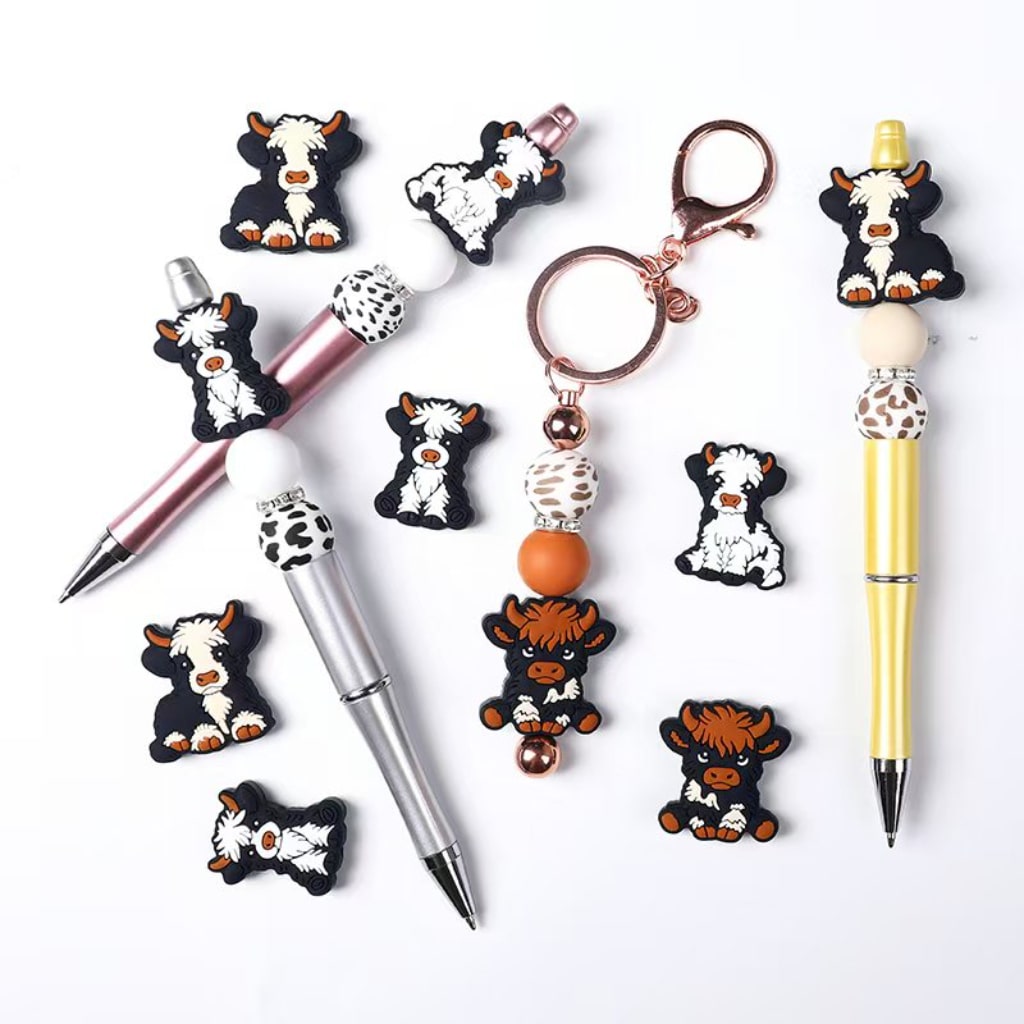Cute Highland Cow Calf Animal Cute Silicone Beads, Silicone Focal Beads
