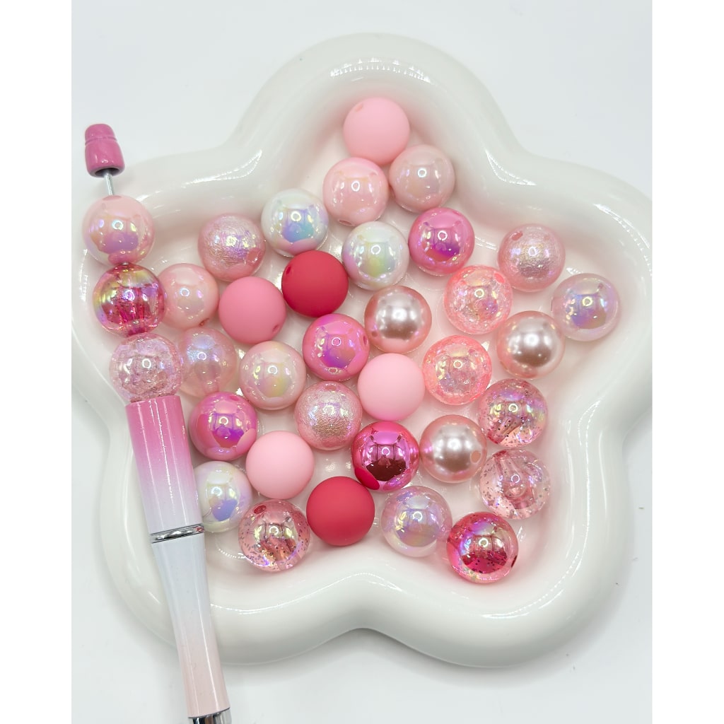 Metallic Color Clear UV Finish Glitter Mix Multi-Color Solid Round Acrylic Beads , 16MM