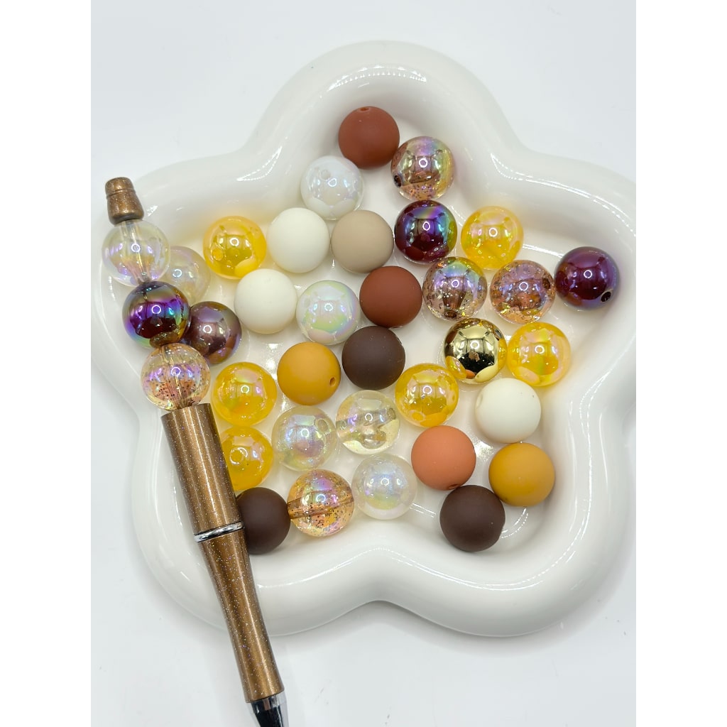 Metallic Color Clear UV Finish Glitter Mix Multi-Color Solid Round Acrylic Beads , 16MM