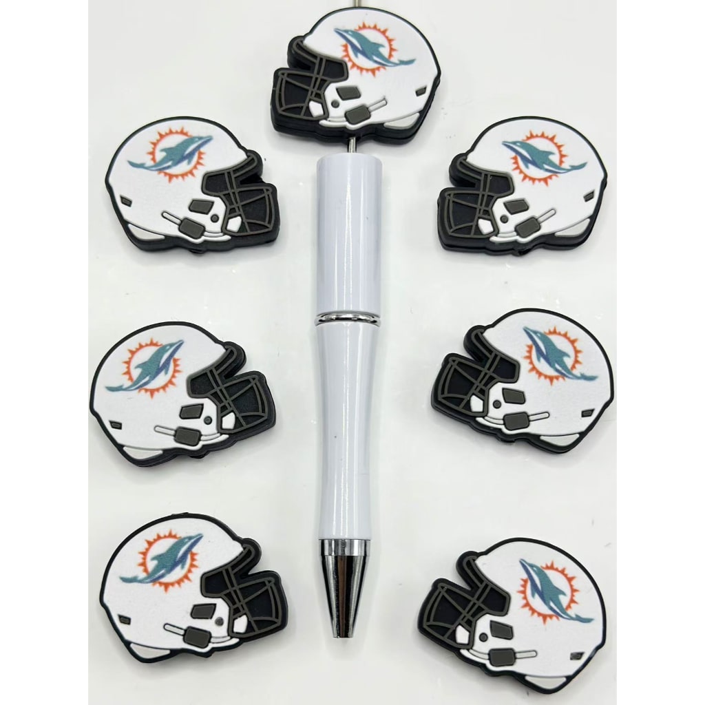 USA American Football Team Dolphin Team Helmet Sports Silicone Focal Beads， Please Read the Description