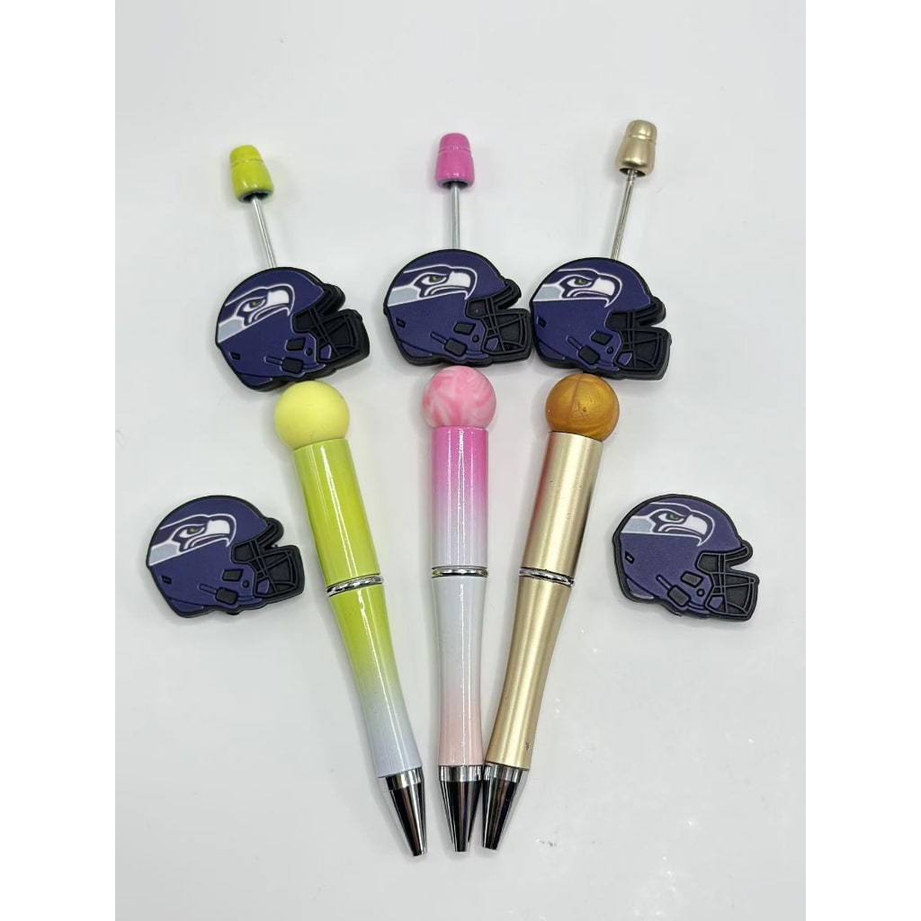 USA American Seattle Football Team Helmet Sports Silicone Focal Beads