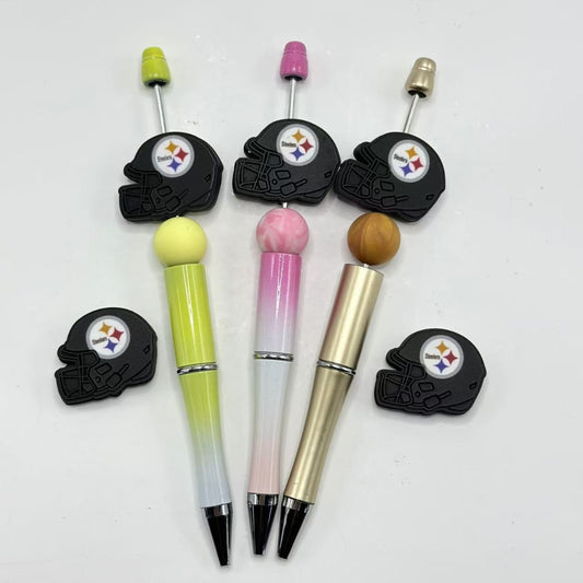Steel Team City Helmet Sports USA American Football Team Silicone Focal Beads
