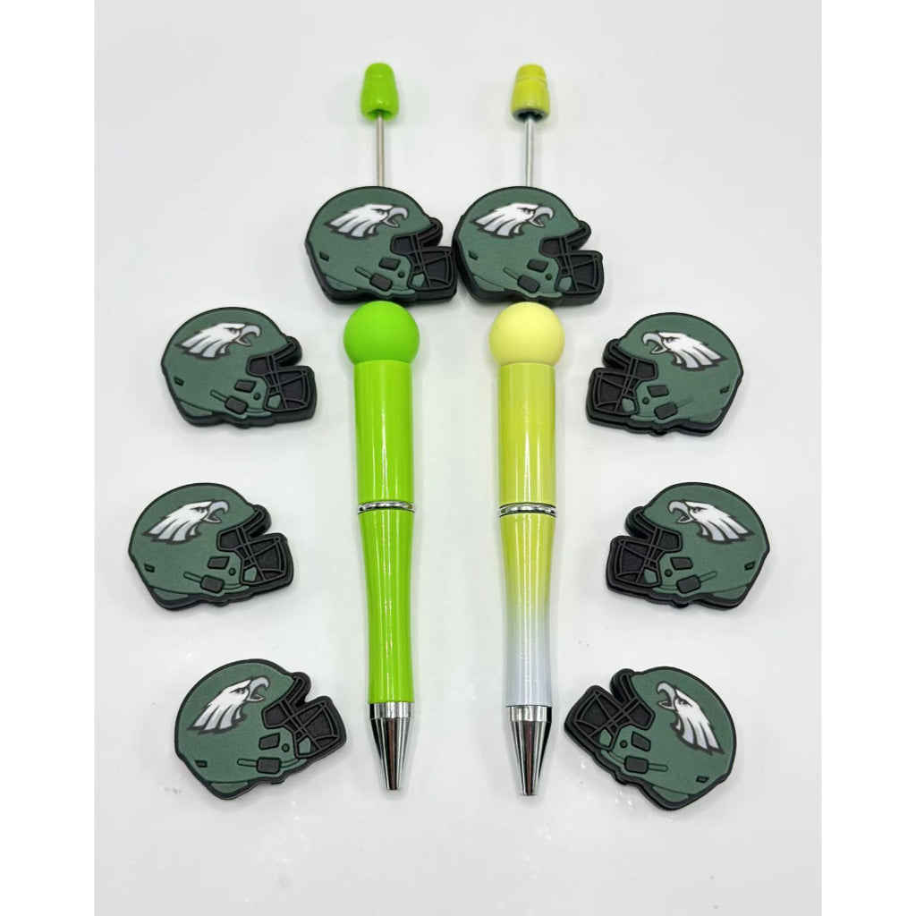 Philadelphia Green Football USA American Football Team Helmet Sports Silicone Focal Beads