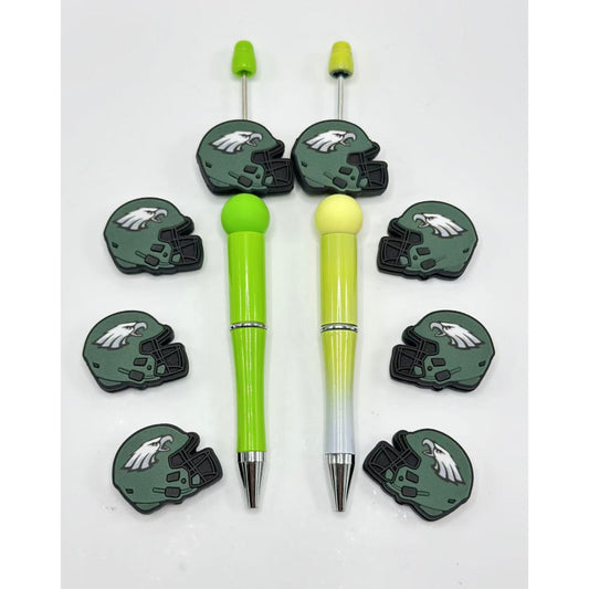Philadelphia Green Football USA American Football Team Helmet Sports Silicone Focal Beads