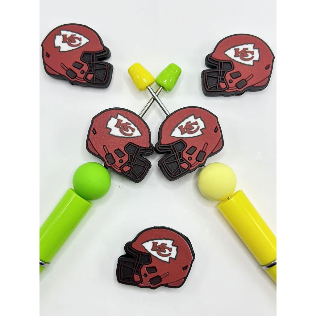 USA American Football Team KC Football Helmet Sports Silicone Focal Beads, Please Read the Description