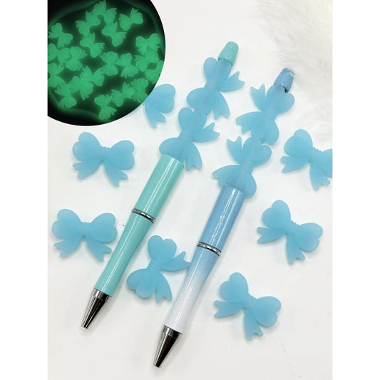 Blue 3D Luminous Bowknot Silicone Focal Beads