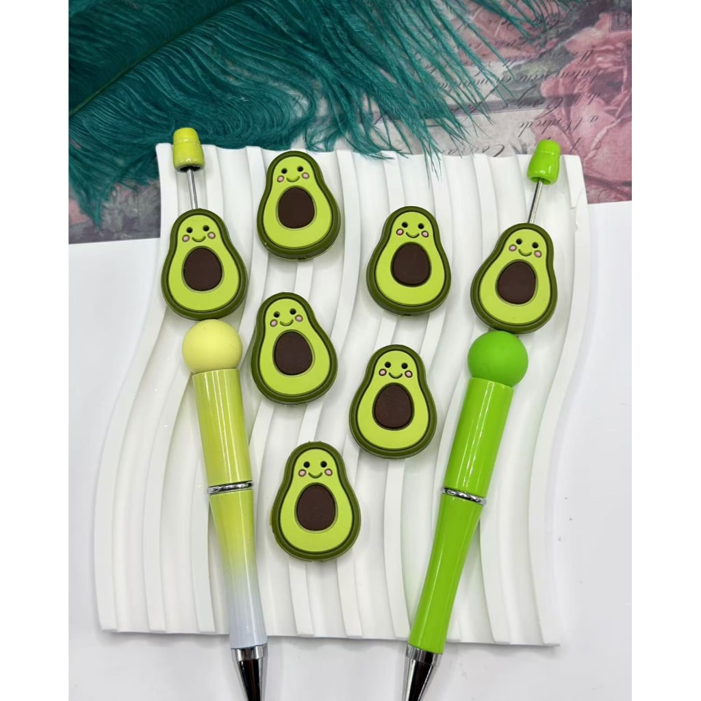 Green Vivid Cute Avocado Fruits Silicone Focal Beads