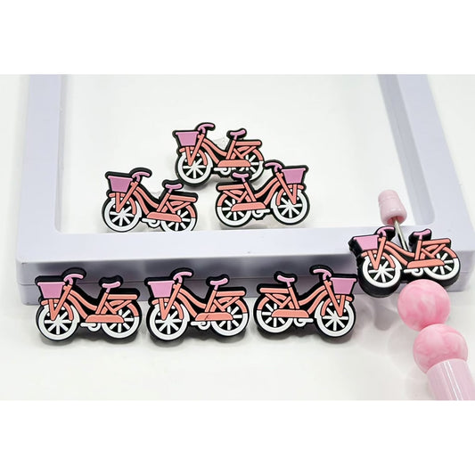 Cute Pink  Mini Bikes Bicycles Silicone Focal Beads