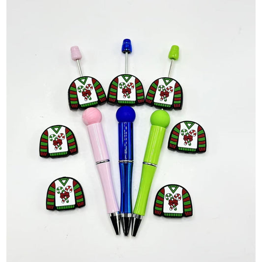 Red Green White Sweater Cute Christmas Colors with Candy Bowknot Silicone Focal Beads