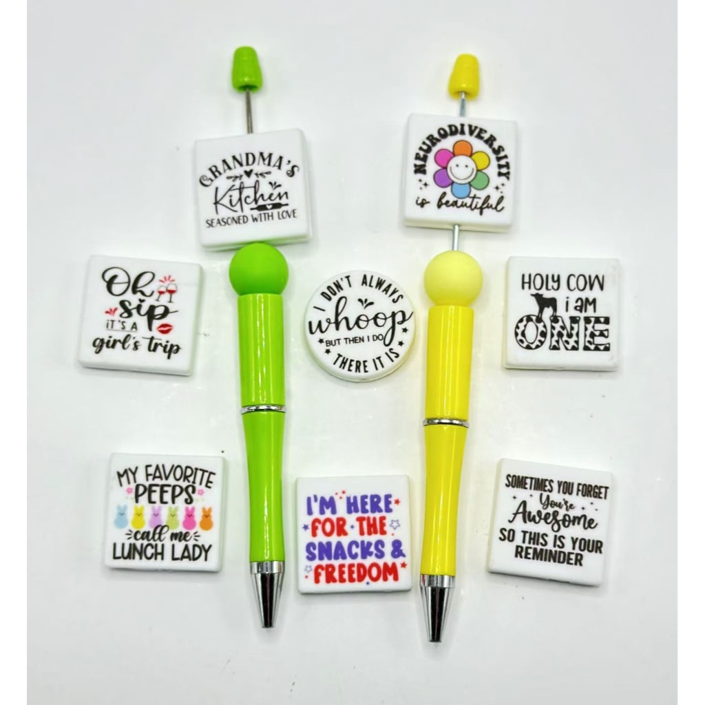 My Favorite Peeps Oh Sip I Don't Always Whoop Holy Cow I'm Here Sometimes You Forget Grandma's Kitchen Deurodiversity Silicone Focal Beads, Random Mix
