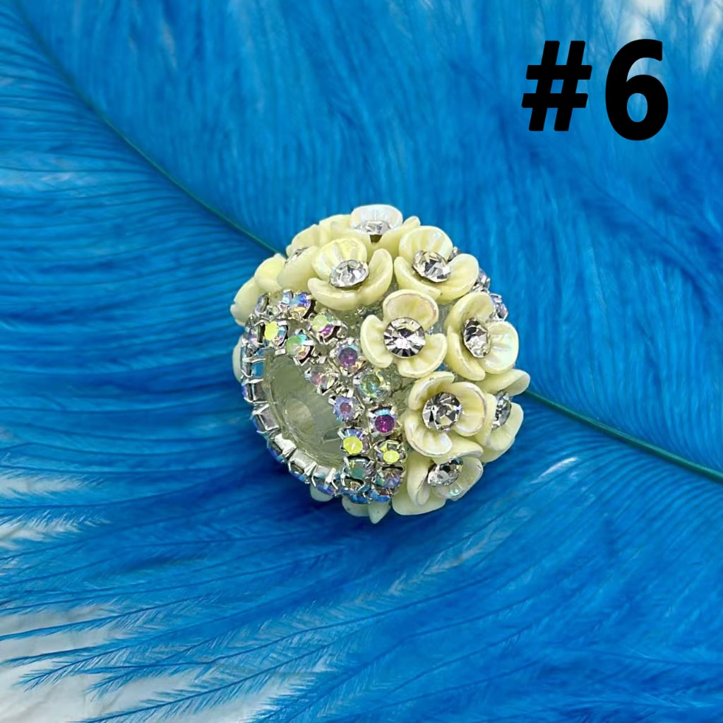 Bling Bling Mini Flowers Clear Rhinestones Inside AB Color Rhinestone Chains Round Acrylic Beads, Around 21*16MM